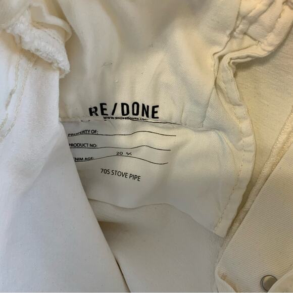 Re/Done Vintage White 70's Stovepipe Straight Jeans Raw Ankle sz 30 EUC - Picture 3 of 6